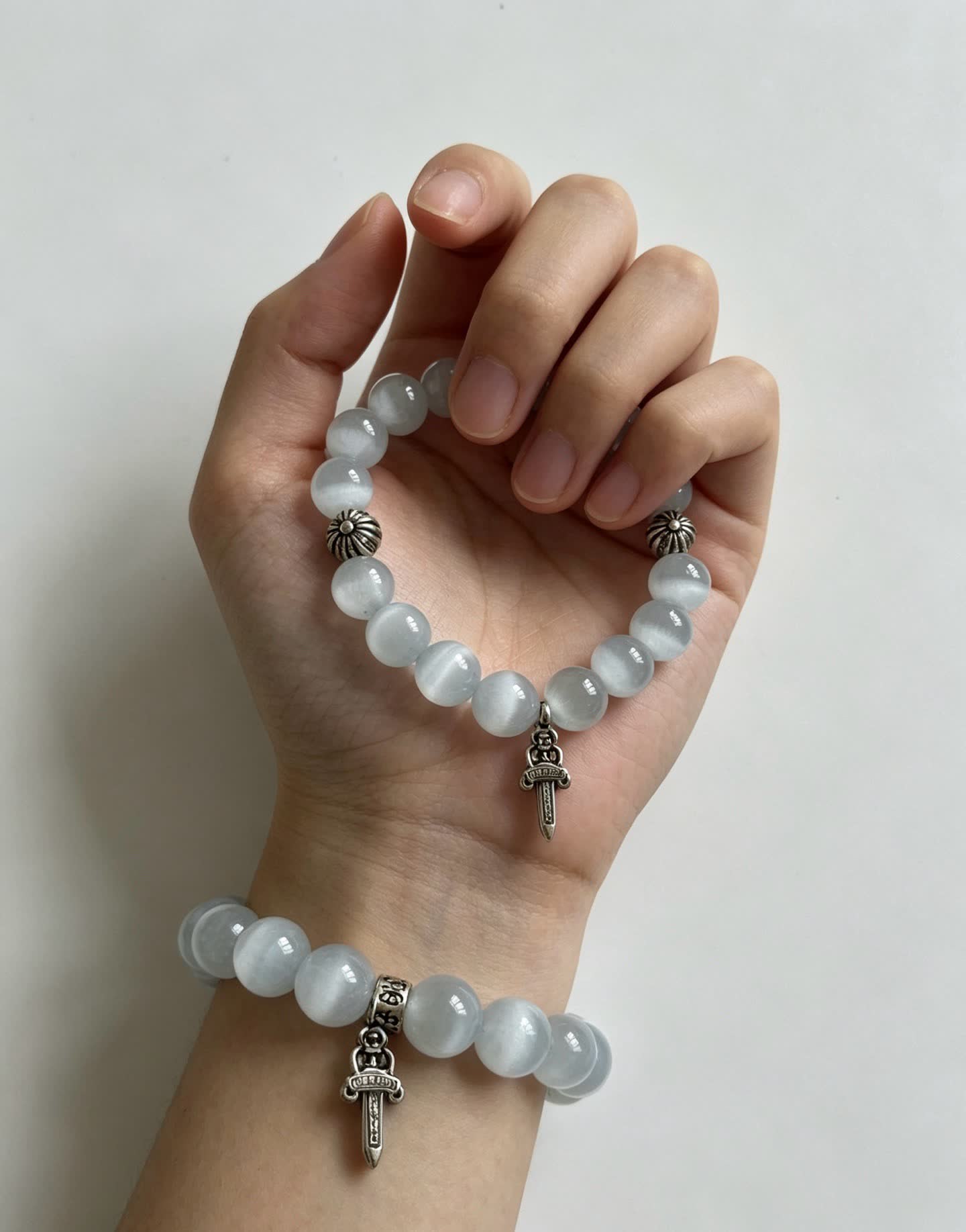 Chrome Hearts Beaded Bracelet with Silver Charms Chrome Hearts Beaded Bracelet with Silver Charms